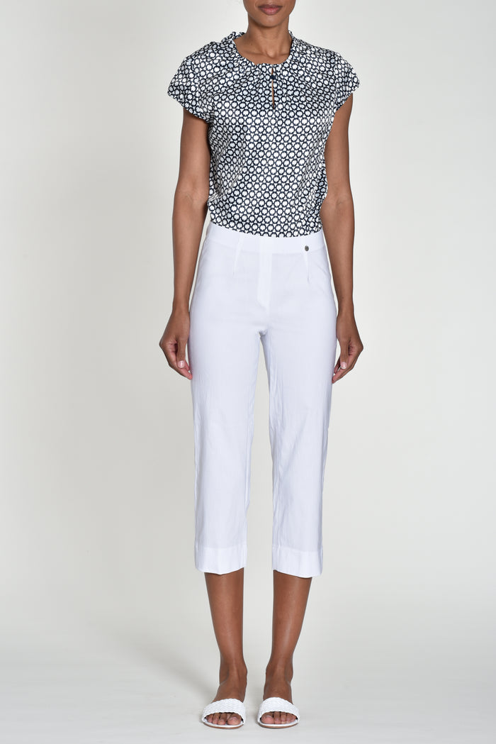 ROBELL : Marie Crop Trousers - White