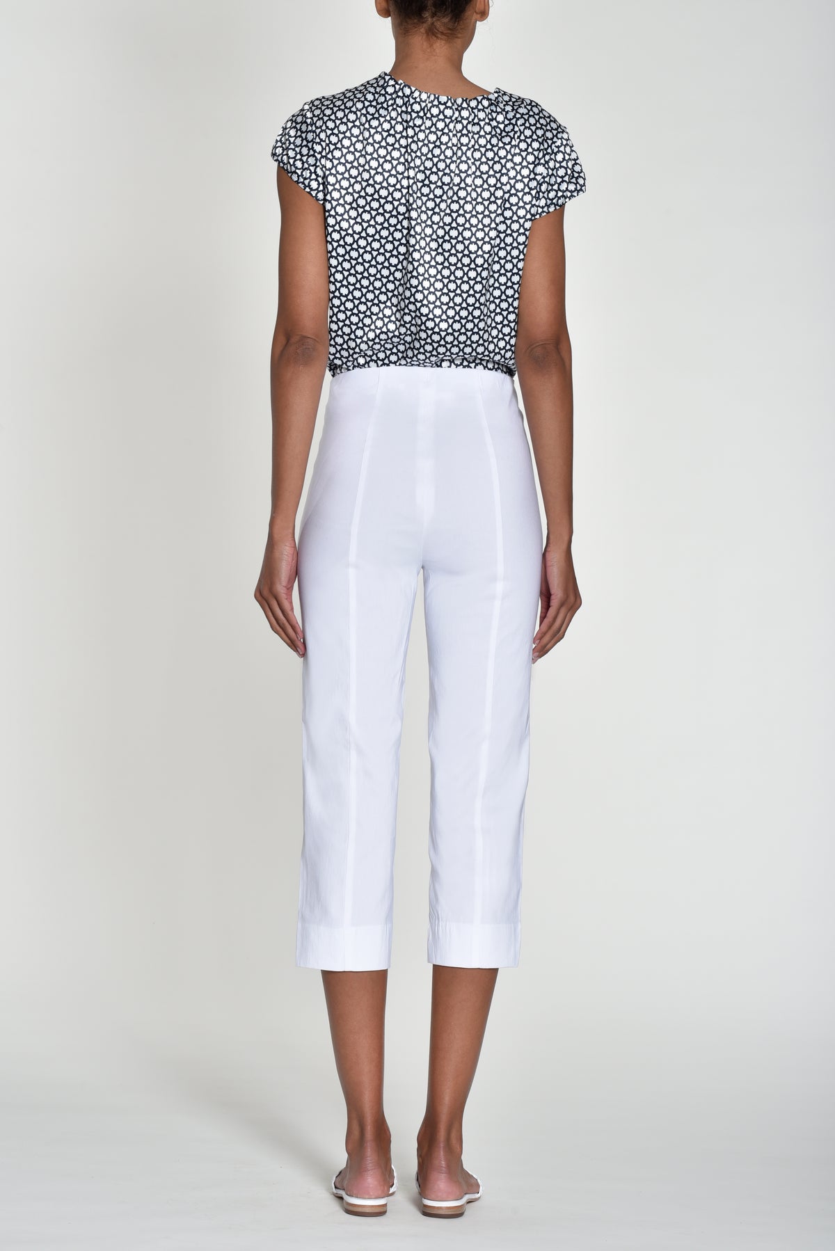 ROBELL : Marie Crop Trousers - White