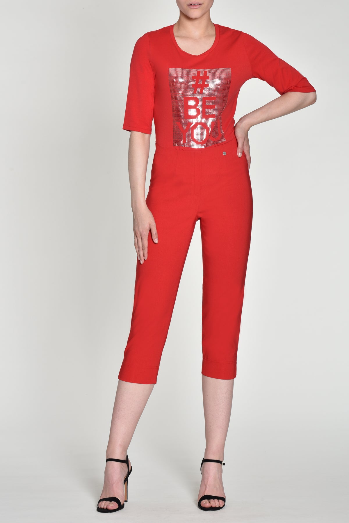 ROBELL : Marie Crop Trousers - Red