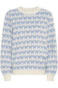 ICHI Brielle Bow Jumper - Blue