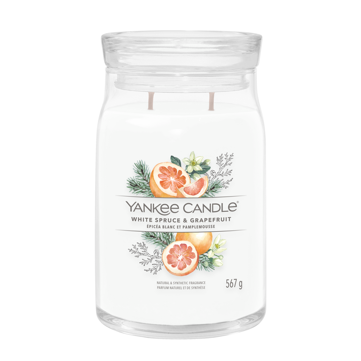 YANKEE CANDLE White Spruce & Grapefruit Large Jar Candle 567g