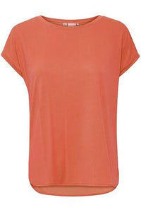 ICHI : Short Sleeve Top - Coral