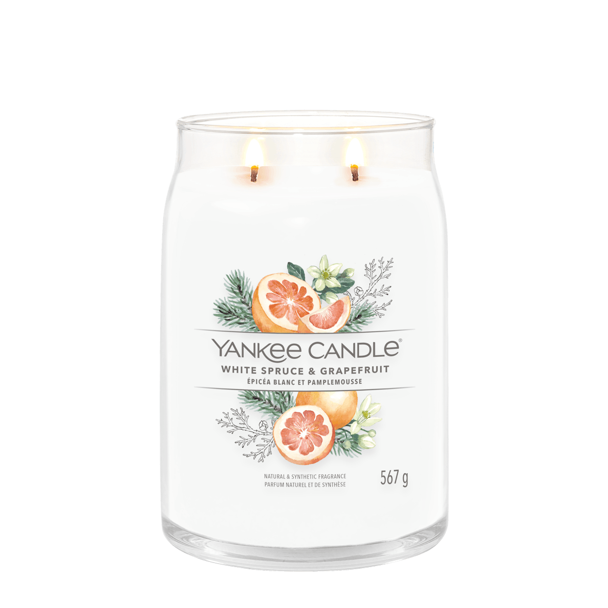 YANKEE CANDLE White Spruce & Grapefruit Large Jar Candle 567g