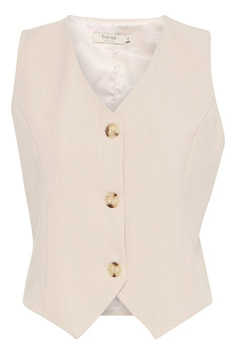 FRANSA Abigail V-Neck Waistcoat - Natural