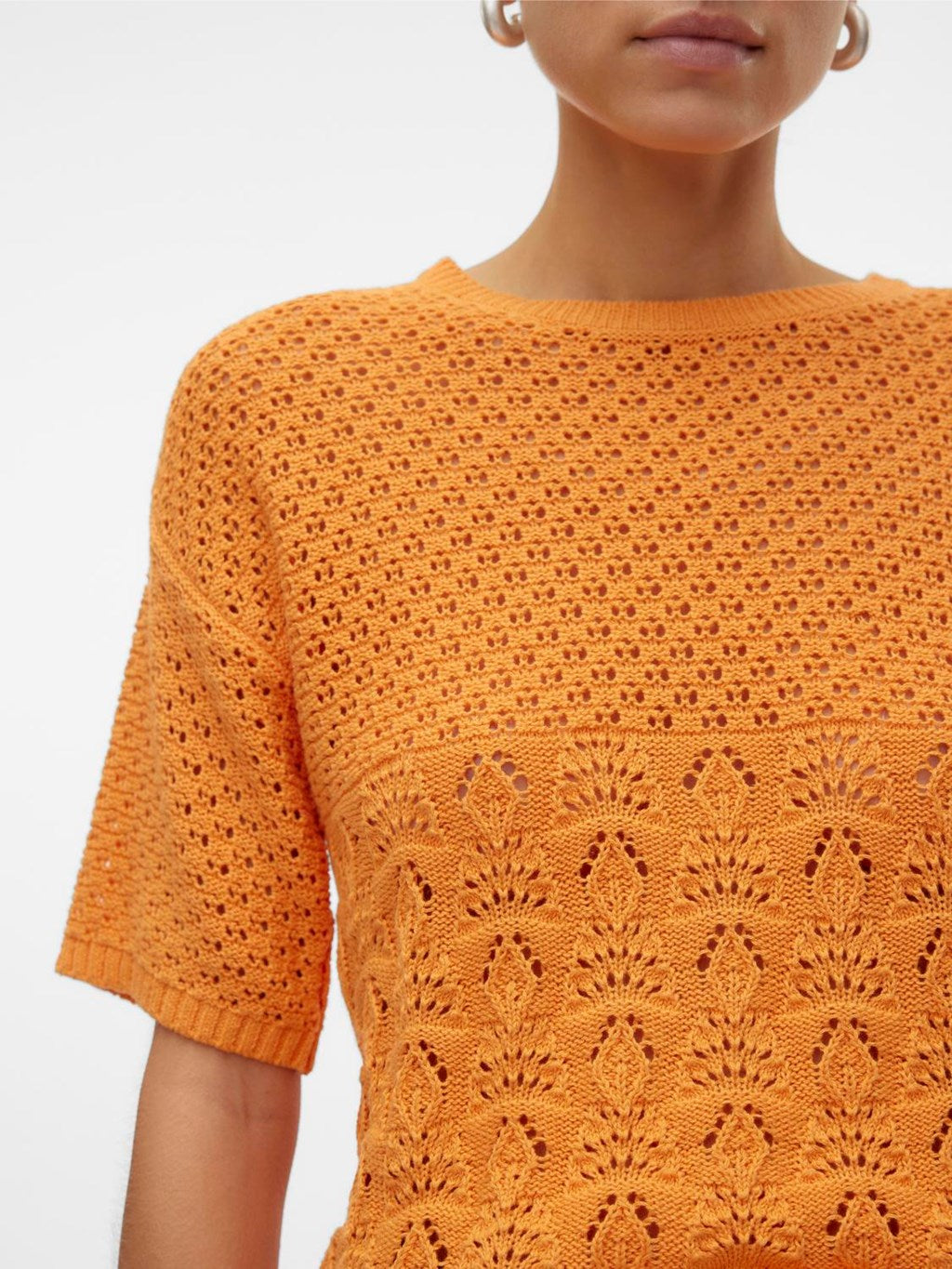 VERO MODA : O-Neck Short Pullover - Orange