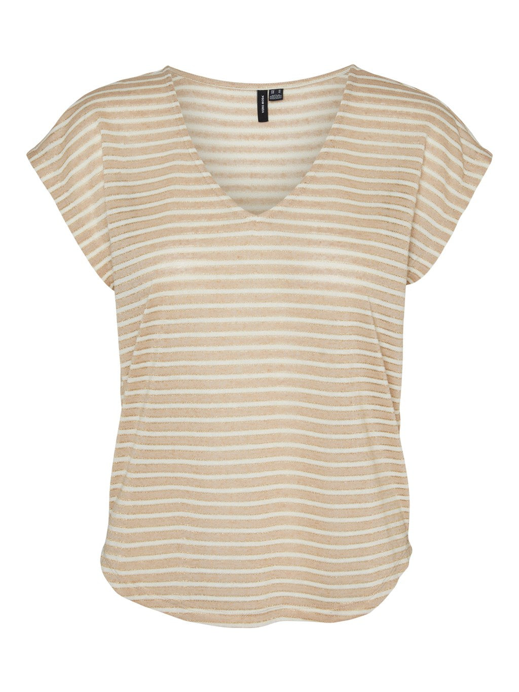 VERO MODA : Gatja V-Neck Lurex T-Shirt - Birch