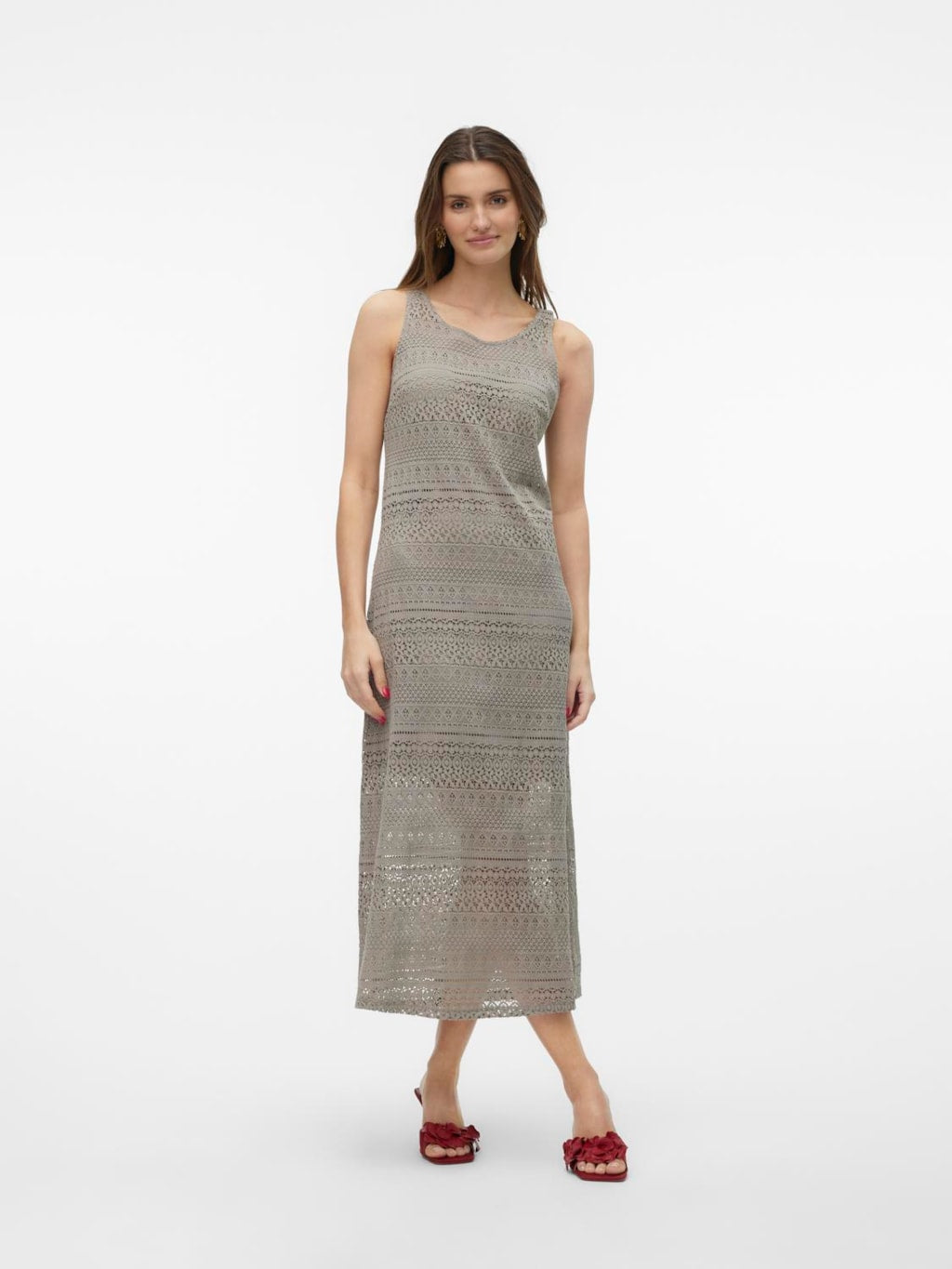 VERO MODA : Honey Lace Long 7/8 Dress - Taupe