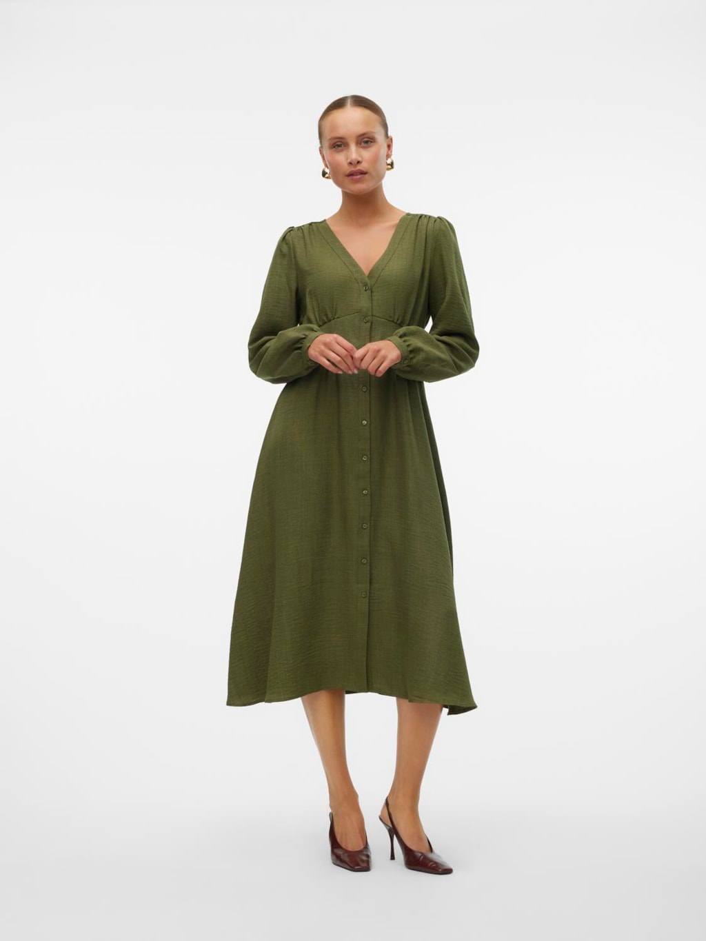 VERO MODA : V-Neck Long Sleeve Dress