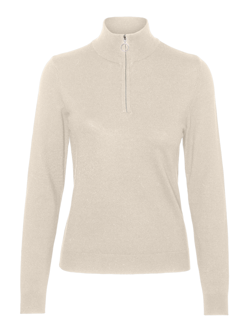 VERO MODA Happiness Zip Neck Jumper - Birch