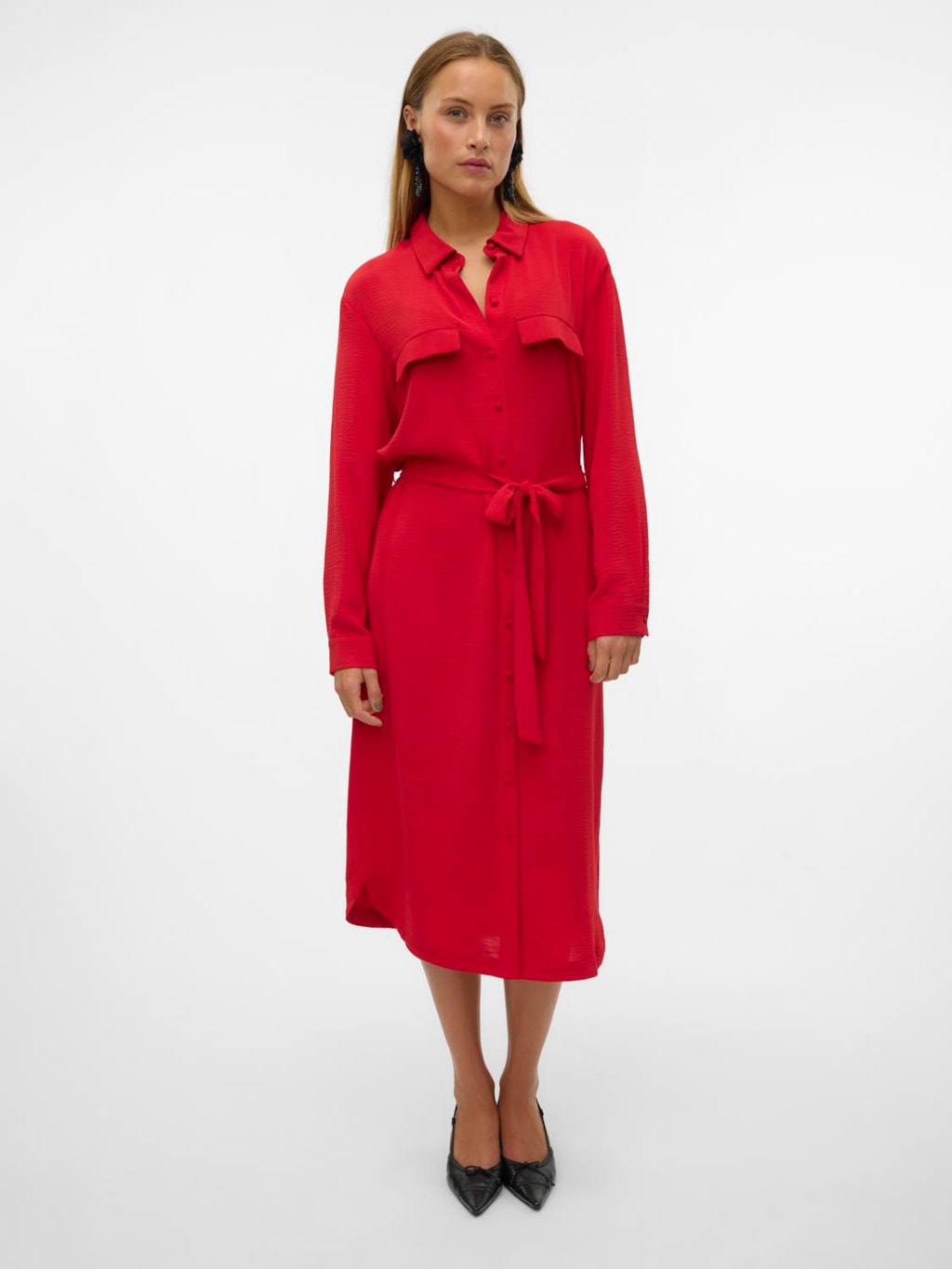 VERO MODA Alva Shirt Dress - Red