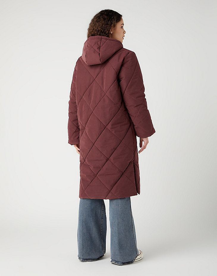 WRANGLER : Long Quilted Jacket - Dahlia