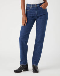 WRANGLER : Straight High Rise Jean - Dark Turn