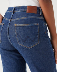 WRANGLER : Straight High Rise Jean - Dark Turn