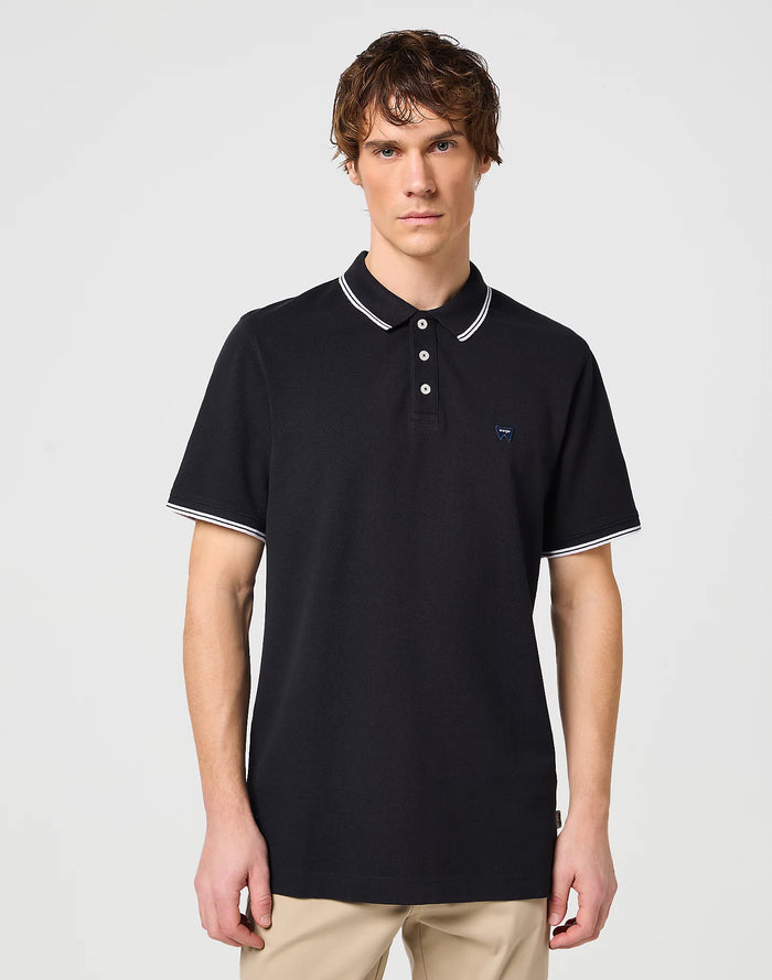 WRANGLER: Short Sleeved Polo Shirt - Black