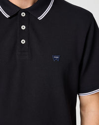 WRANGLER: Short Sleeved Polo Shirt - Black