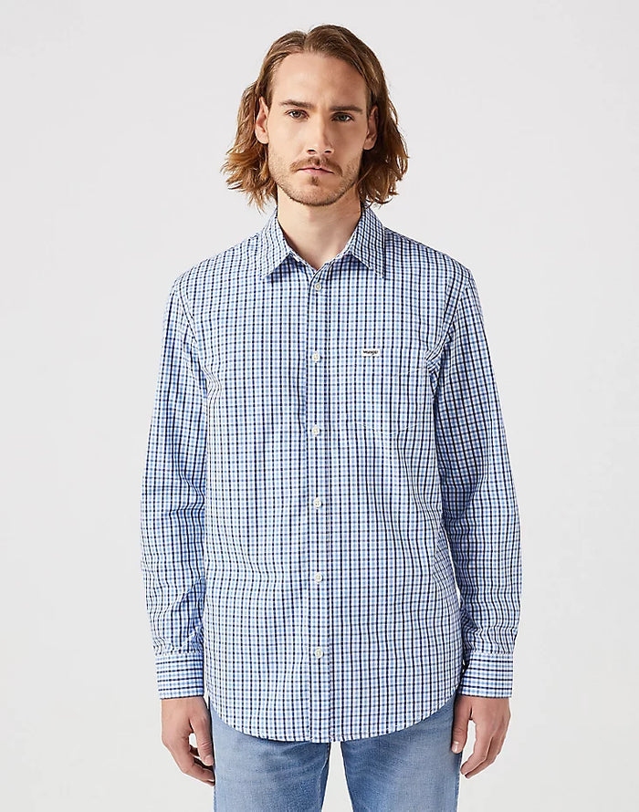 WRANGLER : 1 Pocket Shirt - Light Blue