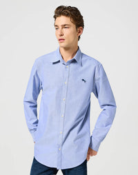 WRANGLER : Long Sleeve Shirt - Oxford Blue