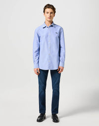 WRANGLER : Long Sleeve Shirt - Oxford Blue