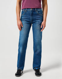 WRANGLER : Sunset Straight Mid-Rise Jeans - Dark Wash