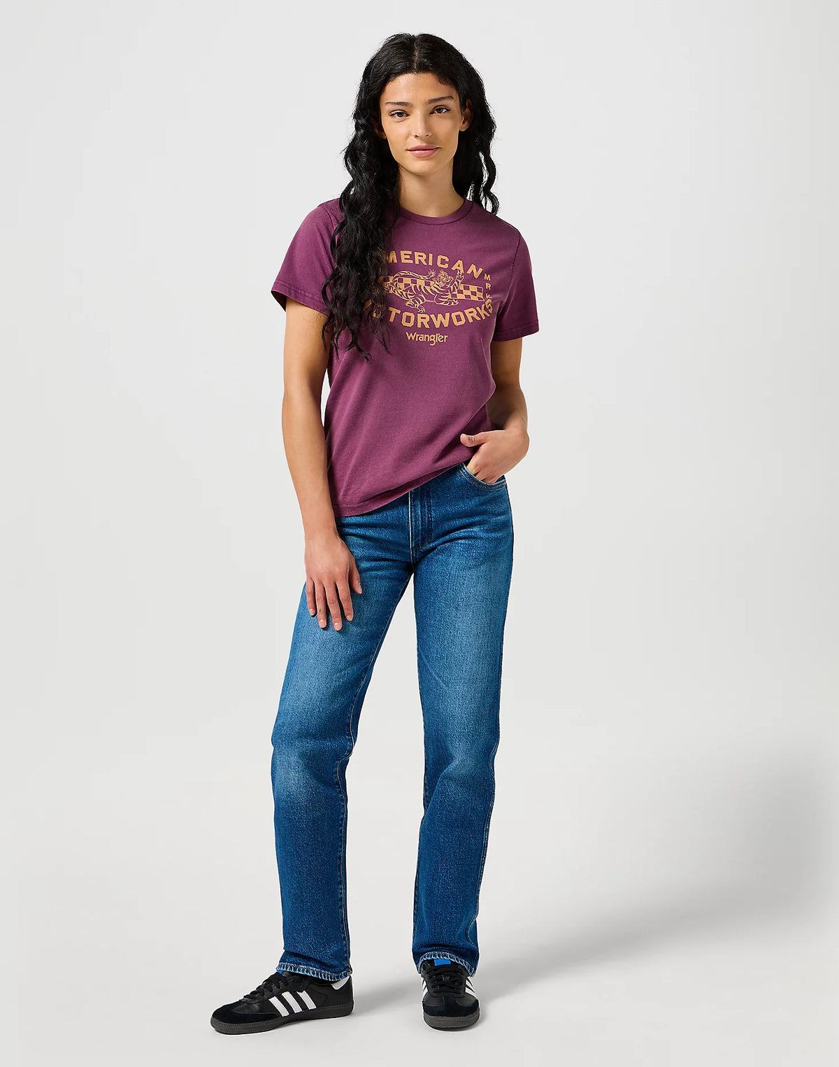 WRANGLER : Sunset Straight Mid-Rise Jeans - Dark Wash