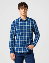 WRANGLER : 1 Pocket Long Sleeve Shirt - Green Indigo