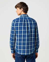 WRANGLER : 1 Pocket Long Sleeve Shirt - Green Indigo