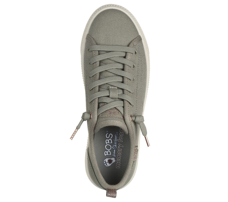 SKECHERS : Women's BOBS Copa Canvas Trainers - Olive