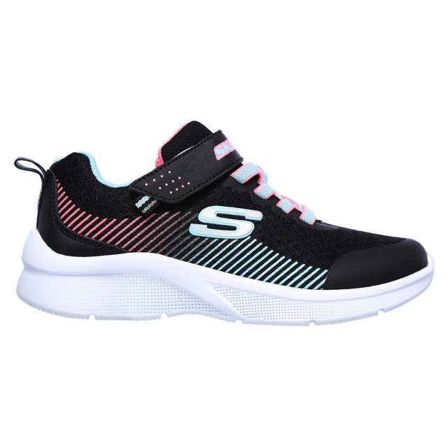 SKECHERS : Microspec Girls Runners - Black/Aqua