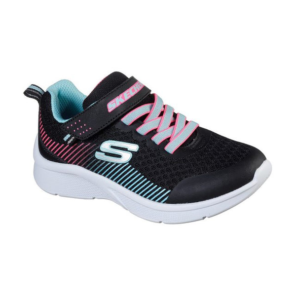 SKECHERS : Microspec Girls Runners - Black/Aqua