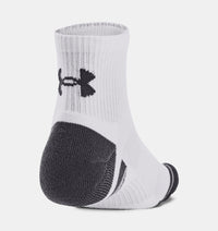 UNDER AMOUR : Performance Tech 3-Pack Quarter Socks - White