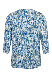 SUNDAY : Print 3/4 Sleeve Top - Blue