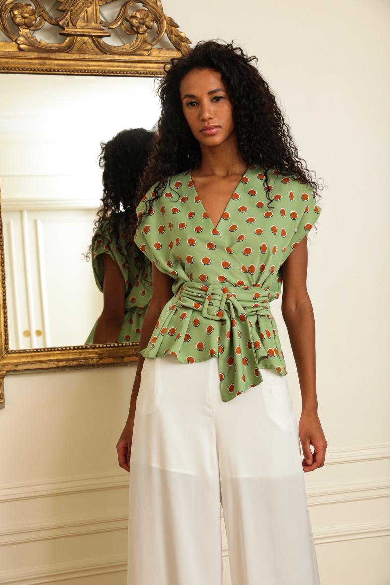 COPE CLOTHING : Wrap Belted Top