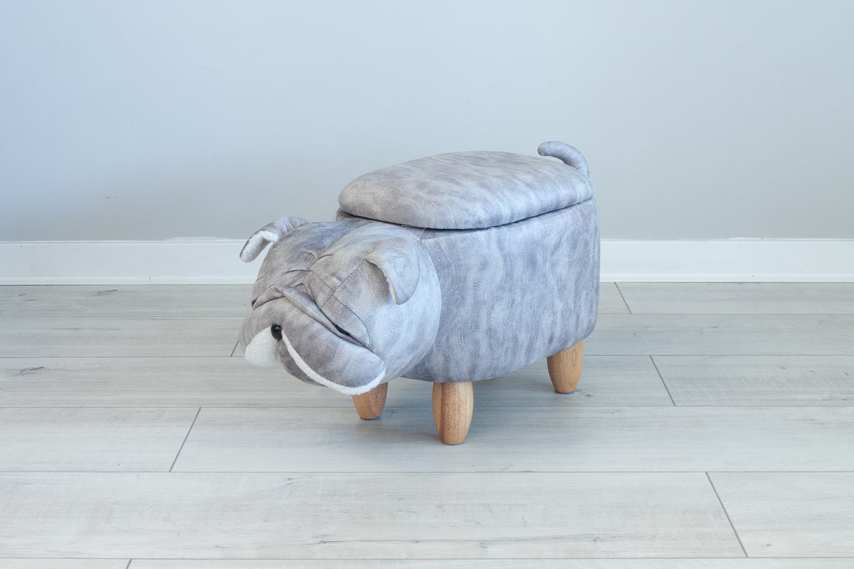 STRAITS : Grey Boll Dog Storage Footstool 58x30x35cm