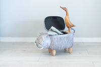 STRAITS : Grey Boll Dog Storage Footstool 58x30x35cm