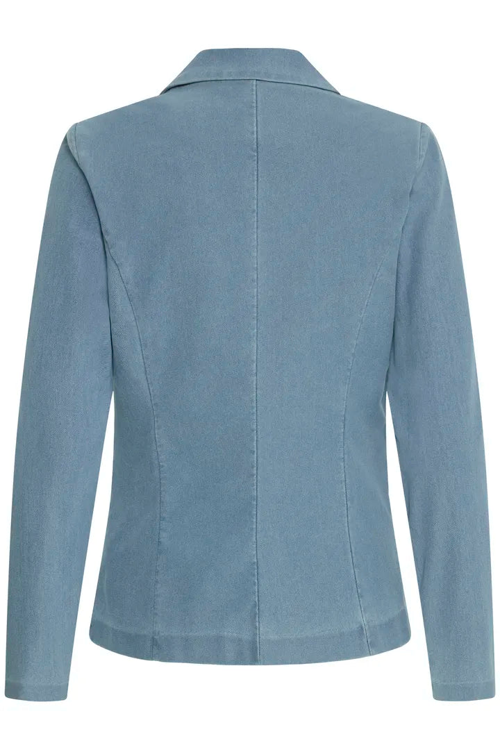 ICHI Kate Denim Blazer - Light Blue