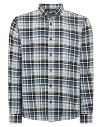 REMUS UOMO : Seville Long Sleeve Checked Shirt - Blue