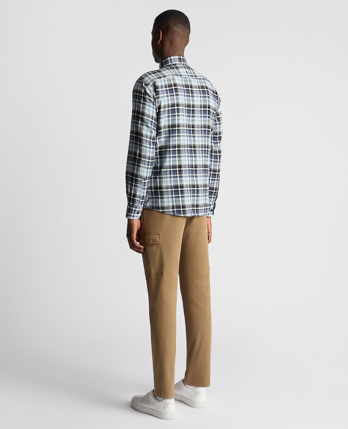 REMUS UOMO : Seville Long Sleeve Checked Shirt - Blue