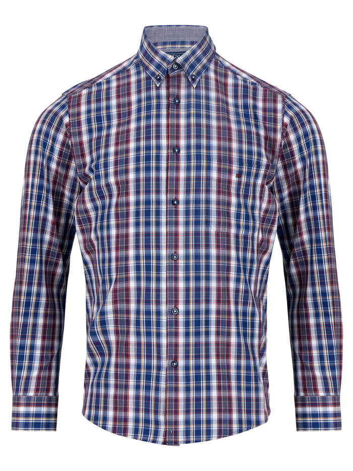 DG'S DRIFTER Geneva Long Sleeve Check Shirt - Blue