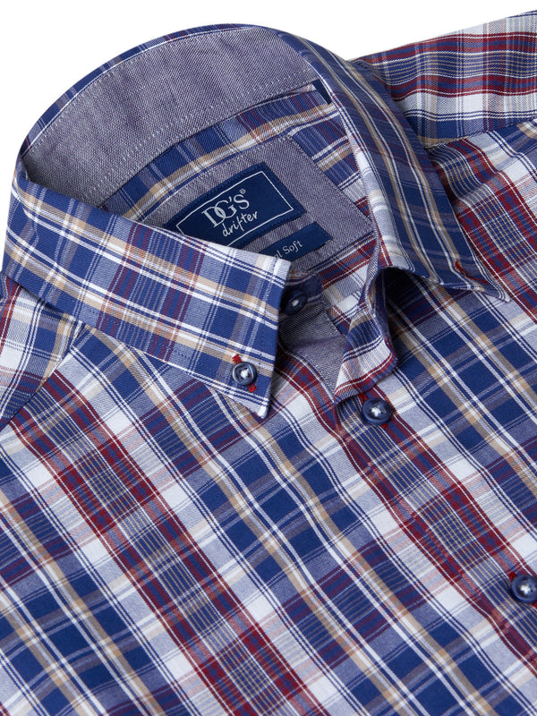 DG'S DRIFTER Geneva Long Sleeve Check Shirt - Blue