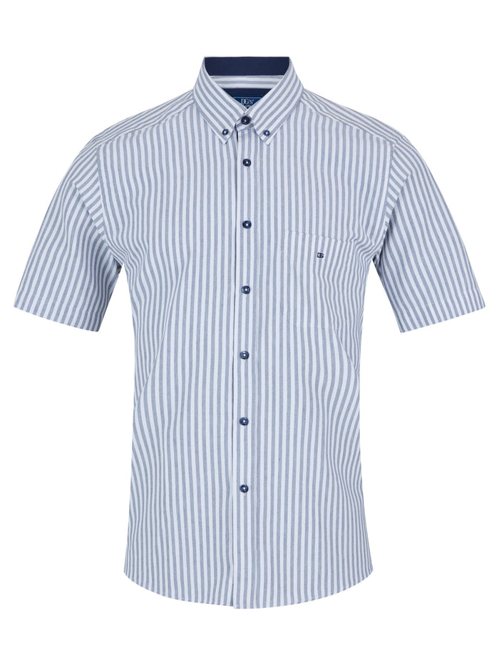 DG'S DRIFTER Striped Short Sleeve Shirt - Navy/White