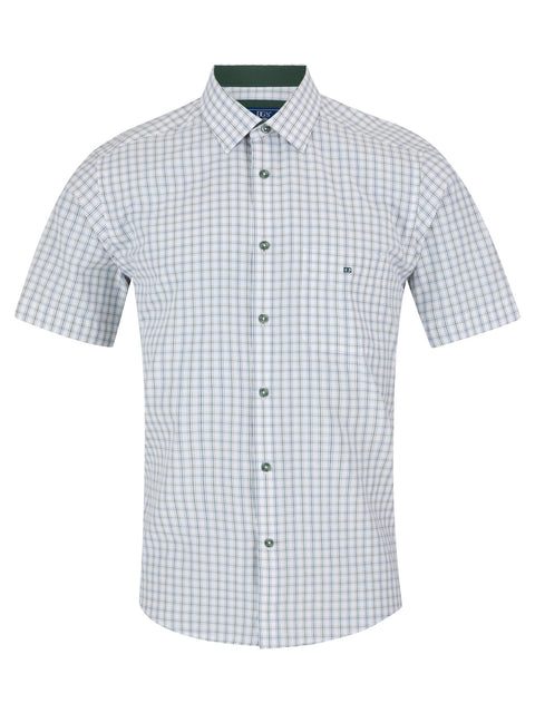 DG'S DRIFTER Casual Short Sleeve Shirt - Green and White