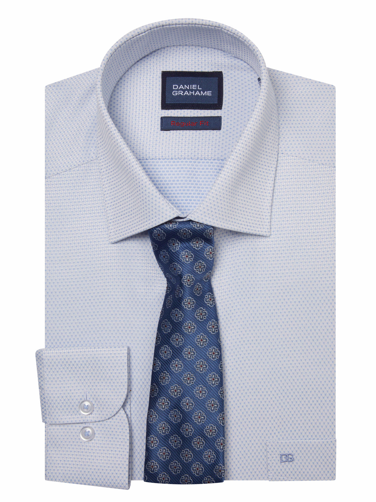 DANIEL GRAHAME Formal Long Sleeve Shirt & Tie Set - Blue