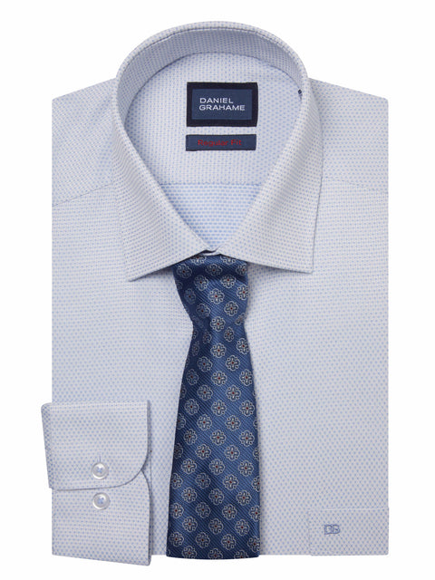 DANIEL GRAHAME Formal Long Sleeve Shirt & Tie Set - Blue