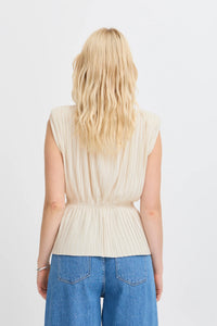 ICHI Mikala Pleated Top - Cream