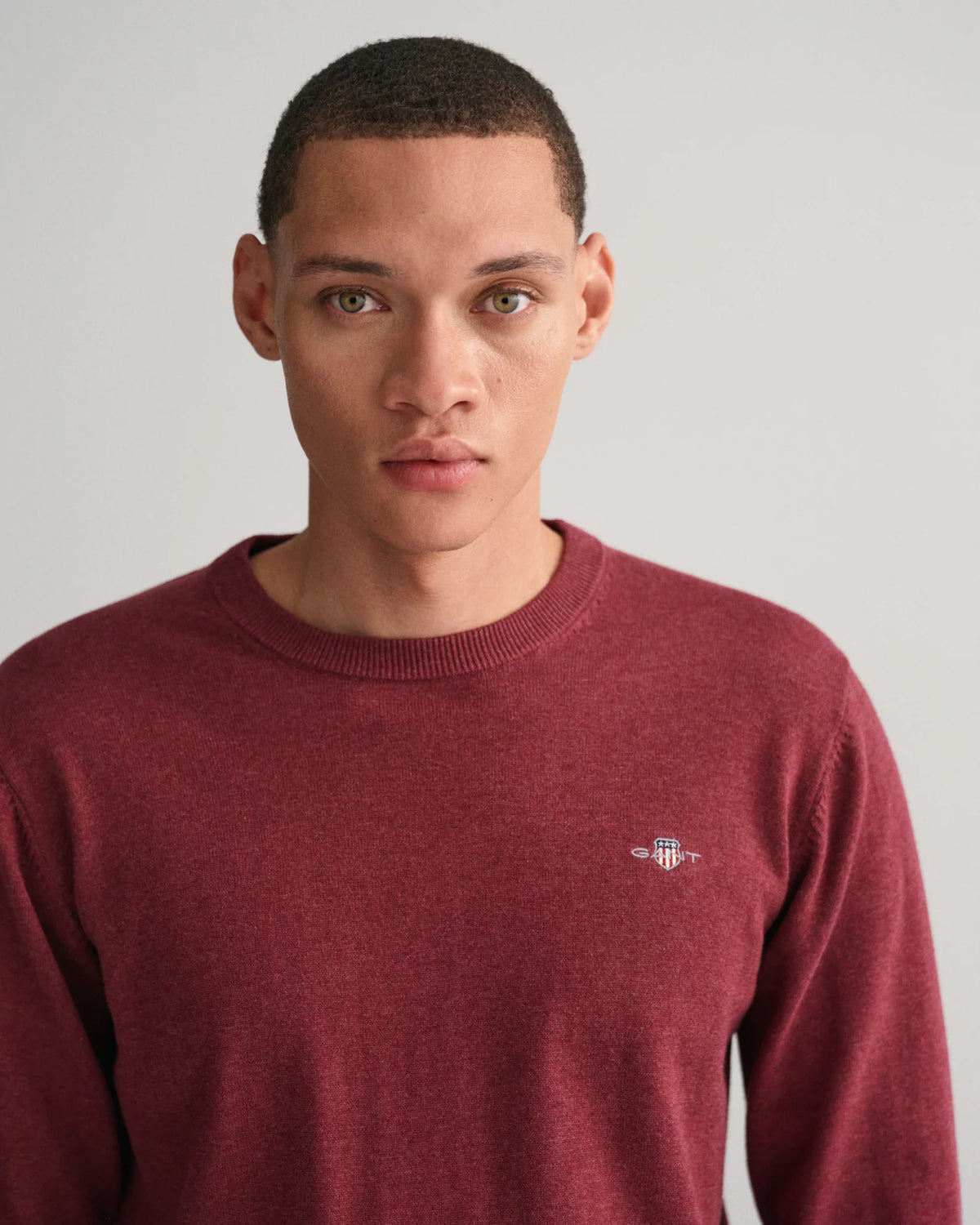 GANT : Classic Cotton Crew Neck Sweater - Wine Red