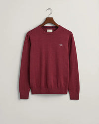 GANT : Classic Cotton Crew Neck Sweater - Wine Red