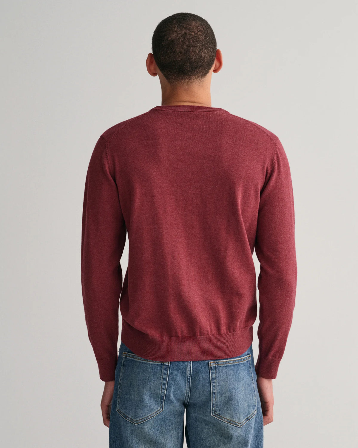 GANT : Classic Cotton Crew Neck Sweater - Wine Red