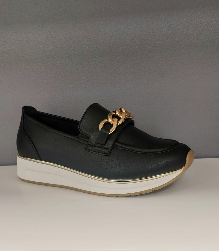 MARCO TOZZI : Slip On Shoe - Black/Gold