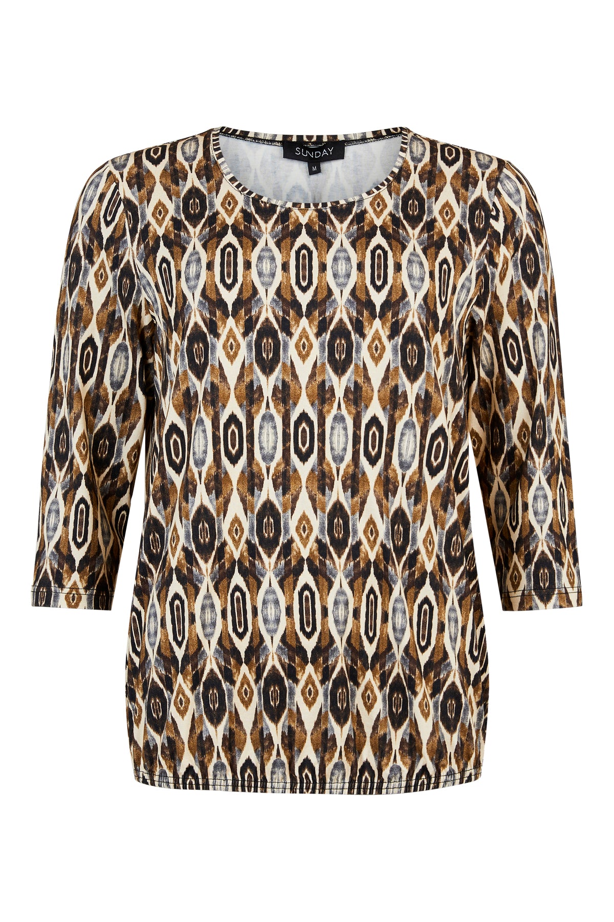 SUNDAY : Long Sleeve Printed Top - Brown