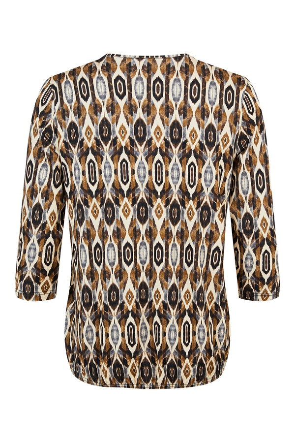 SUNDAY : Long Sleeve Printed Top - Brown